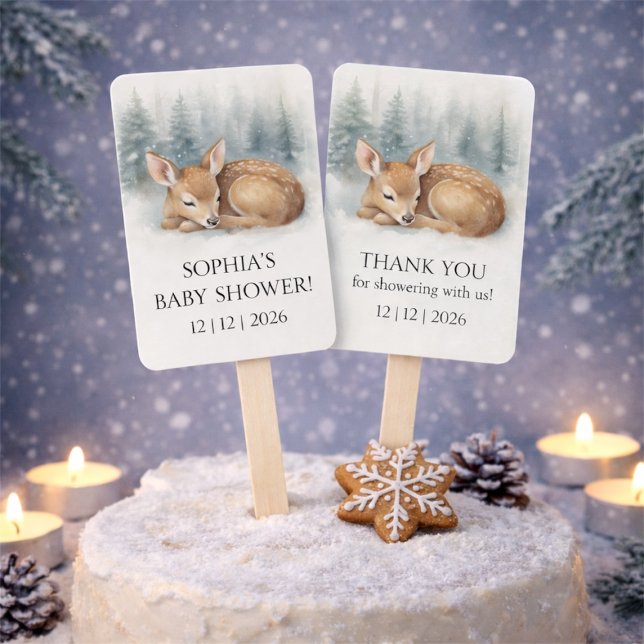 Woodland Sleeping Baby Deer Winter Baby Shower Hand Fan (Woodland Sleeping Baby Deer Winter Baby Shower Hand Fan)