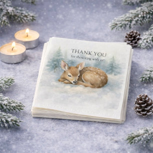 Woodland Sleeping Baby Deer Winter Baby Shower Napkins