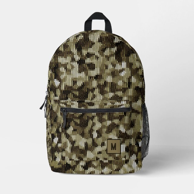 Woodland snake digital camo futuristic  printed backpack (Front)