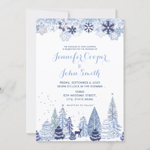 Woodland Snowflakes Winter Wedding Invitation