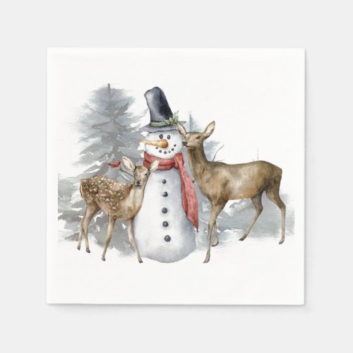 Woodland Snowman  Friends Napkins