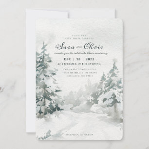 Woodland Snowy Winter Forest Watercolor Invitation