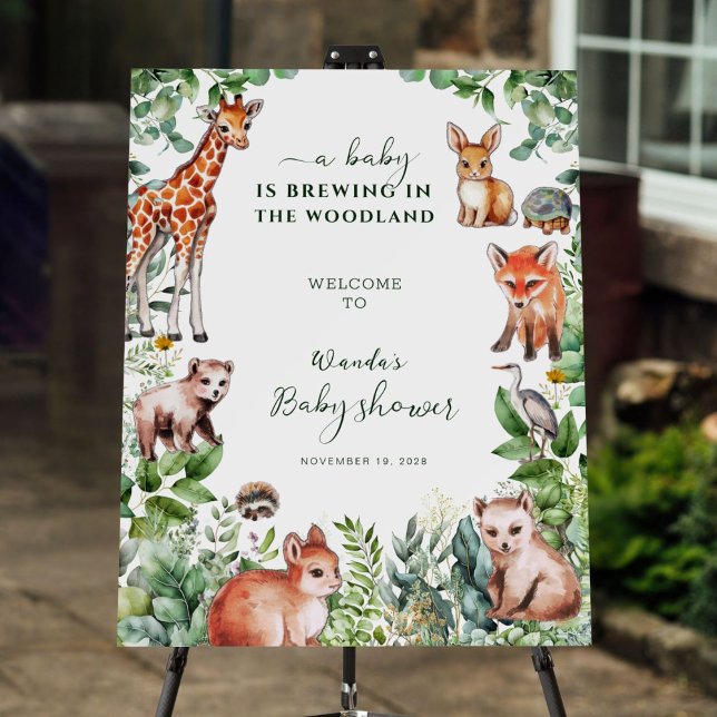 Woodland Soft Eucalyptus Baby Shower Welcome Sign  (Creator Uploaded)