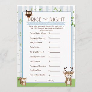 Woodland Spring / Summer Baby Shower Price Game Invitation