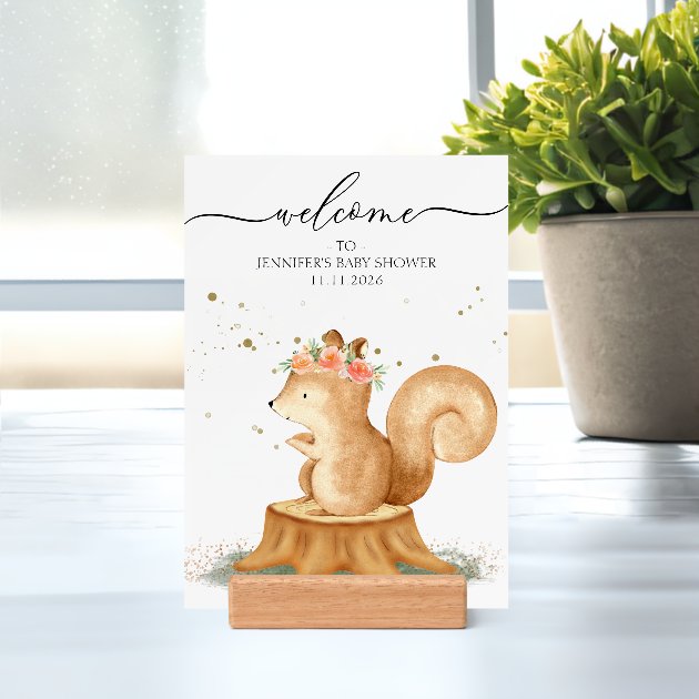 Woodland squirrel Baby Shower Welcome Ceremony Holder