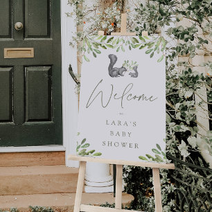 Woodland Squirrel Baby Shower Welcome Sign