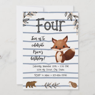 Woodland/Squirrel Birthday Invitation