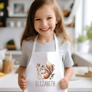 Woodland Squirrel Cute Personalized Kids' Apron