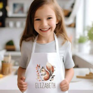 Woodland Squirrel Cute Personalized Kids' Apron