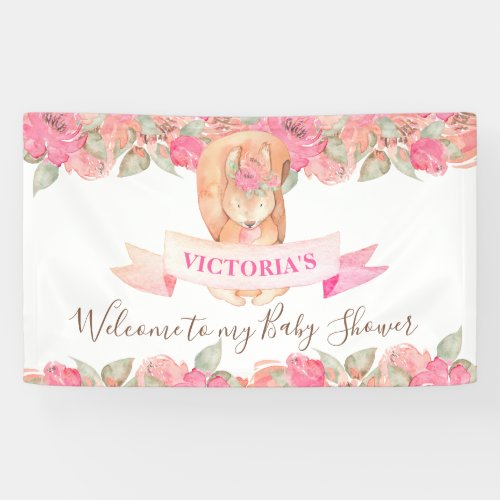  Woodland Squirrel Floral Baby Shower Welcome 