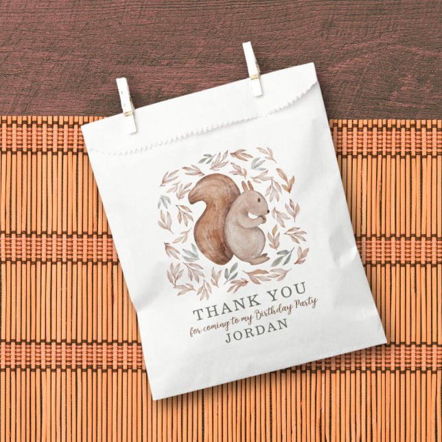 Woodland Squirrel & Foliage Thank You Favor Bag (Creator Uploaded)