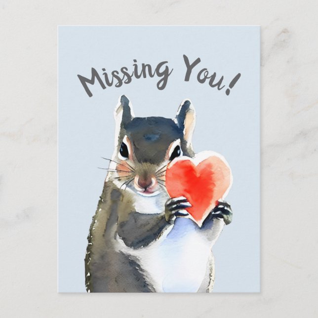 woodland Squirrel missing you Postcard (Front)