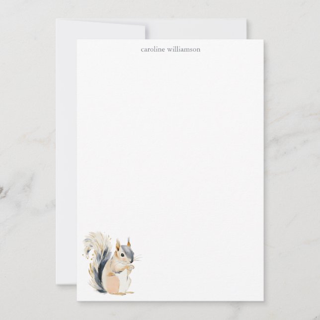 Woodland Squirrel Nature Personalized Stationery Note Card (Front)
