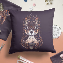 Woodland Squirrel Nursery Throw Pillow 