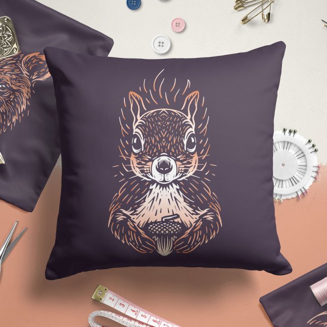 Woodland Squirrel Nursery Throw Pillow  (Creator Uploaded)