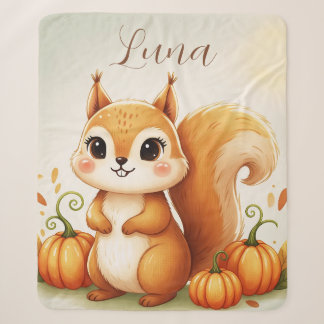 Woodland Squirrel Pumpkin Baby Blanket