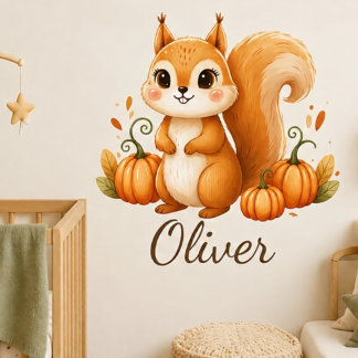 Woodland Squirrel Pumpkin Nursery Decal