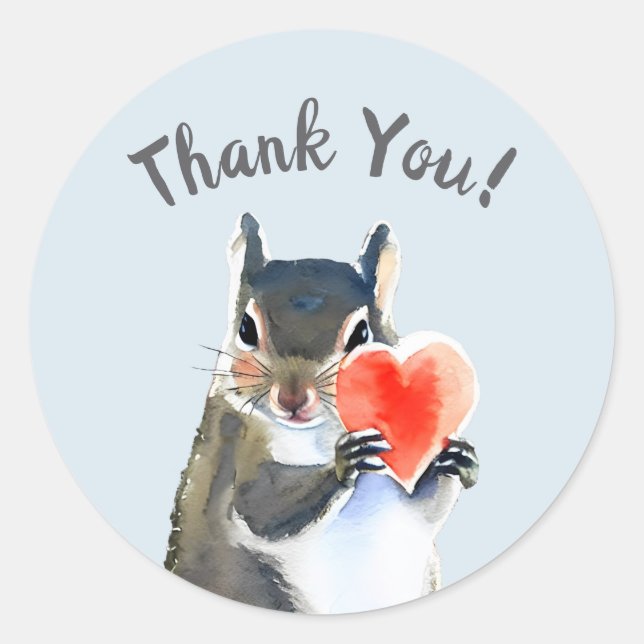 woodland Squirrel thank you Classic Round Sticker (Front)