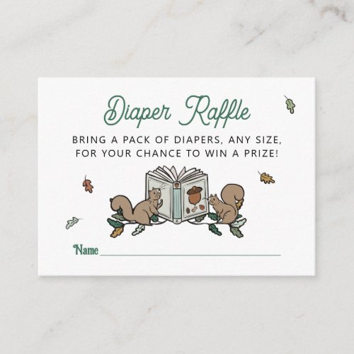 Woodland Squirrels Storybook Diaper Raffle Enclosure Card