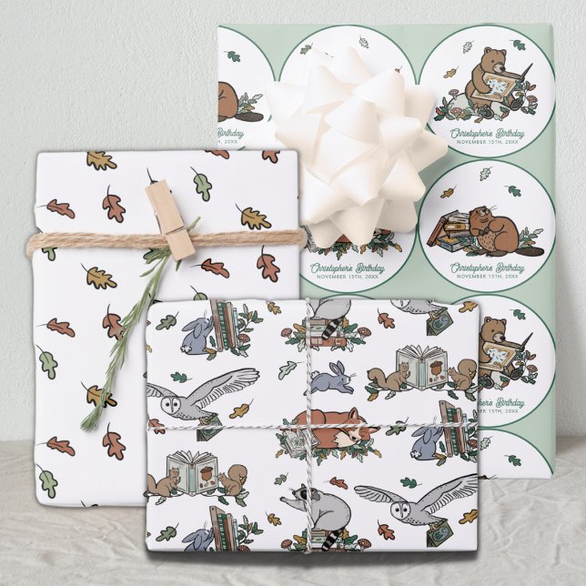 Woodland Story Book Birthday Wrapping Paper Sheets (Creator Uploaded)
