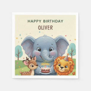 Woodland Storybook Animals Happy Birthday Napkins