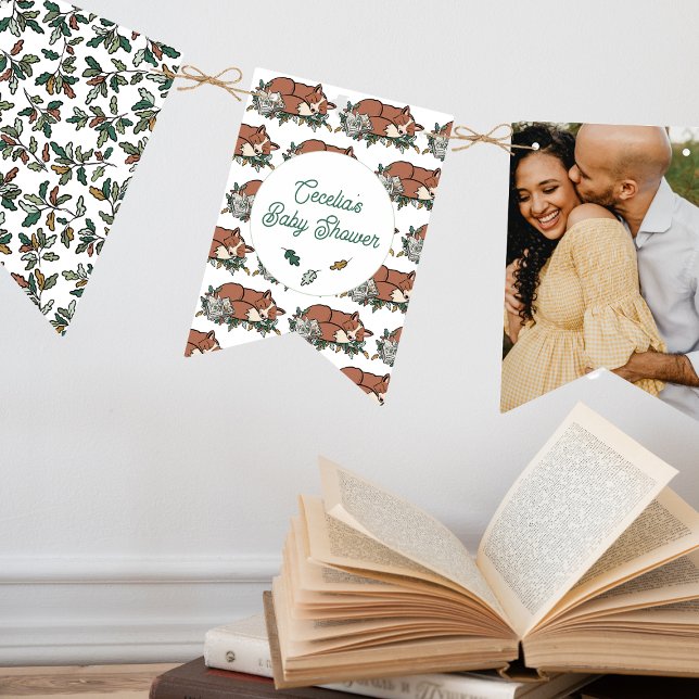 Woodland Storybook Baby Shower Photo Bunting Flags (Woodland Photo Baby Shower Bunting)