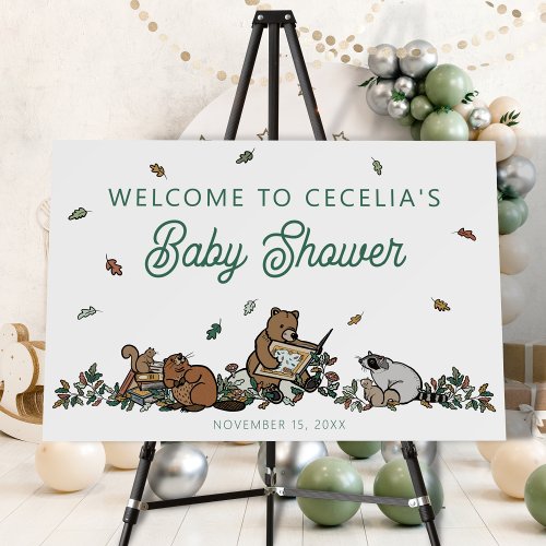 Woodland Storybook Baby Shower with Photo Welcome Foam Board