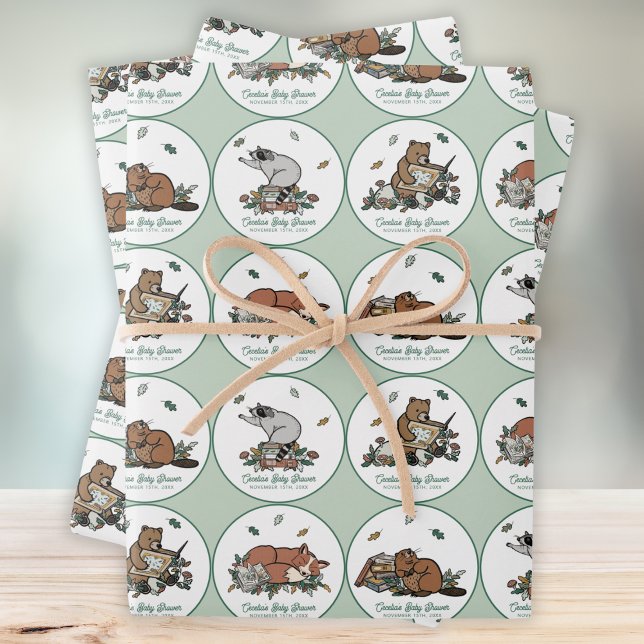 Woodland Storybook Baby Shower Wrapping Paper Sheets (Creator Uploaded)