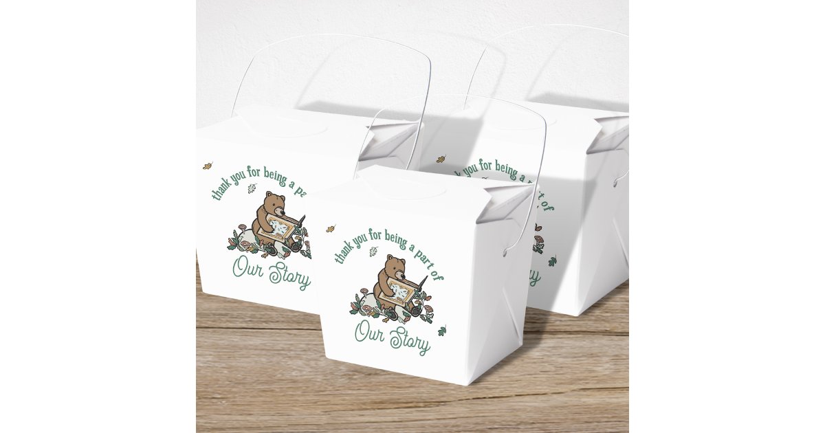 Woodland Storybook Bear Baby Shower Favor Boxes | Zazzle