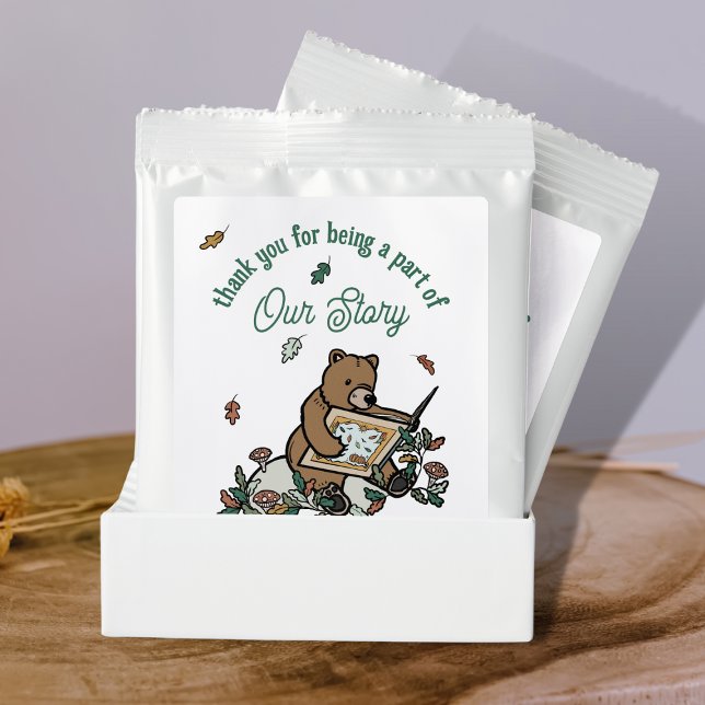 Woodland Storybook Bear Baby Shower Thank You Hot Chocolate Drink Mix (Woodland Storybook Baby Shower Favor Labels)