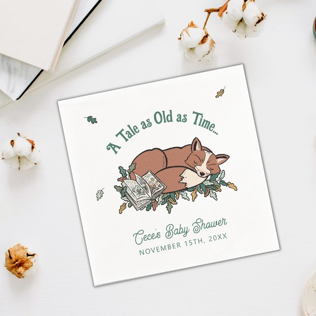 Woodland Storybook Custom Phrase Baby Shower Napkins (Woodland Fox Baby Shower Napkins)