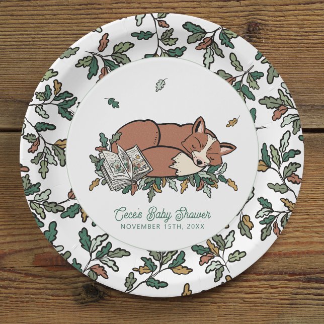 Woodland Storybook Fall Fox Baby Shower Paper Plates (Woodland Storybook Baby Shower Paper Plates)