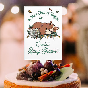 Woodland Storybook Fox Baby Shower Cake Topper