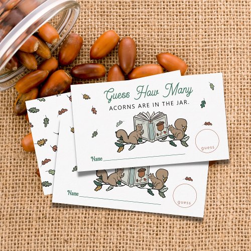 Woodland Storybook Guess How Many Baby Shower Game Enclosure Card