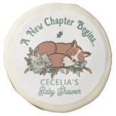 Woodland Storybook New Chapter Begins Baby Shower Sugar Cookie (Front)