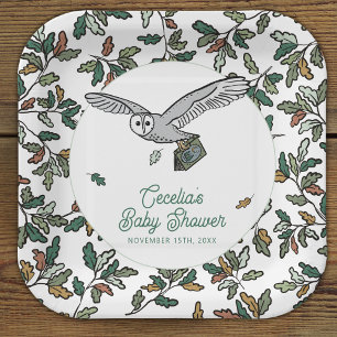 Woodland Storybook Owl Baby Shower Paper Plates