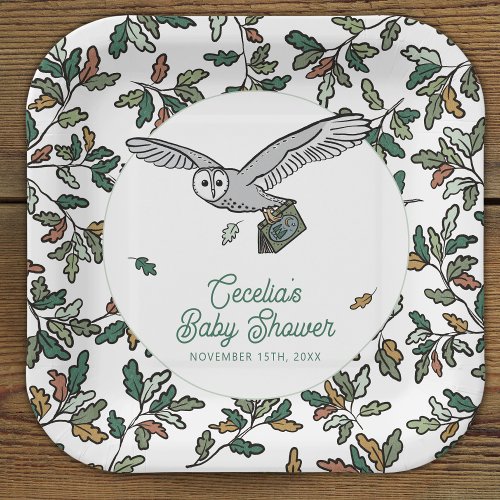 Woodland Storybook Owl Baby Shower Paper Plates