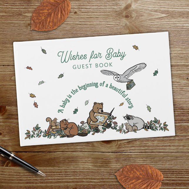 Woodland Storybook Wishes for Baby Shower Guest Book (Creator Uploaded)