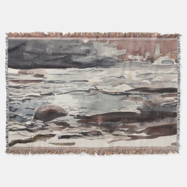 Woodland Stream Winslow Homer Brown Gray Fine Art Throw Blanket (Front)