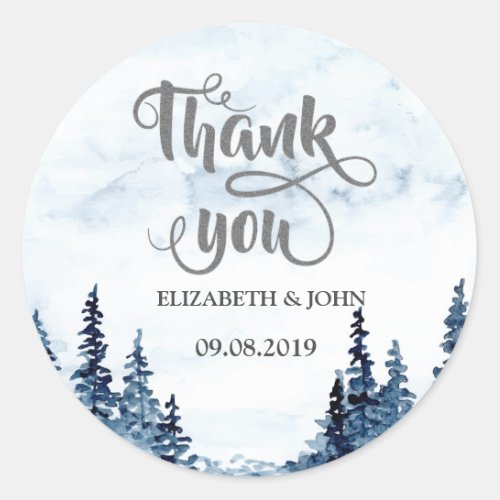 WoodlandString Lights Thank You Wedding Sticker