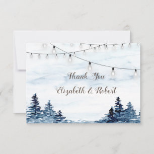 Woodland,String Lights, Watercolor Thank You Card