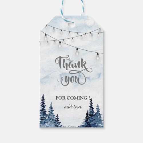 WoodlandString Lights Watercolor Thank You Gift Tags