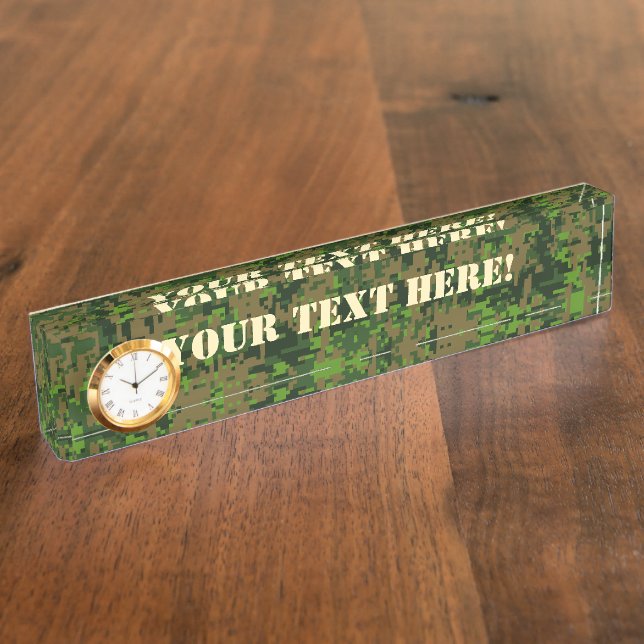 Woodland Style Digital Camouflage Accent Decor Name Plate (Side)