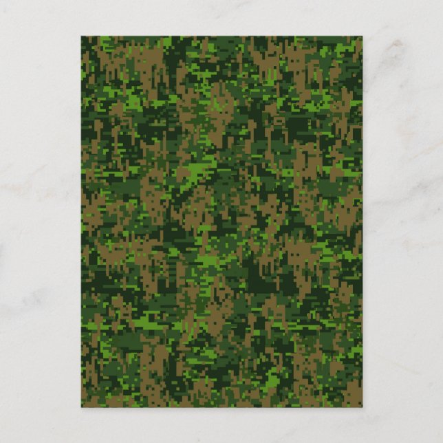 Woodland Style Digital Camouflage Accent Decor Postcard (Front)