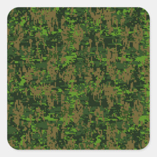 Woodland Style Digital Camouflage Accent Decor Square Sticker