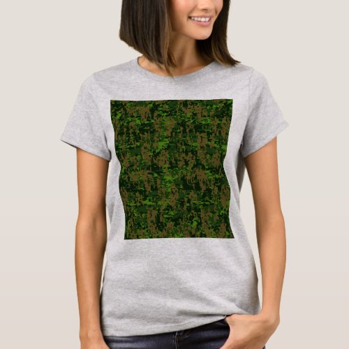 Woodland Style Digital Camouflage Decor T_Shirt