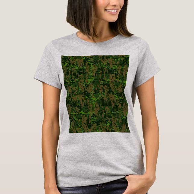 Woodland Style Digital Camouflage Decor T-Shirt (Front)