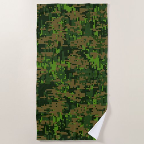 Woodland Style Digital Camouflage Pattern Decor Beach Towel