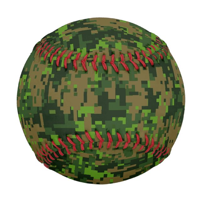 Woodland Style Digital Green Camouflage Accent Baseball (Front)