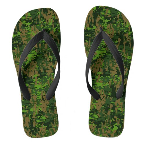 Woodland Style Digital Green Camouflage Accent Flip Flops